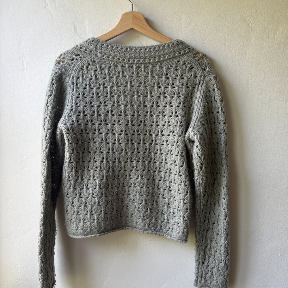 Vince Crochet Cardigan, Green, Medium - Picture 4 of 8
